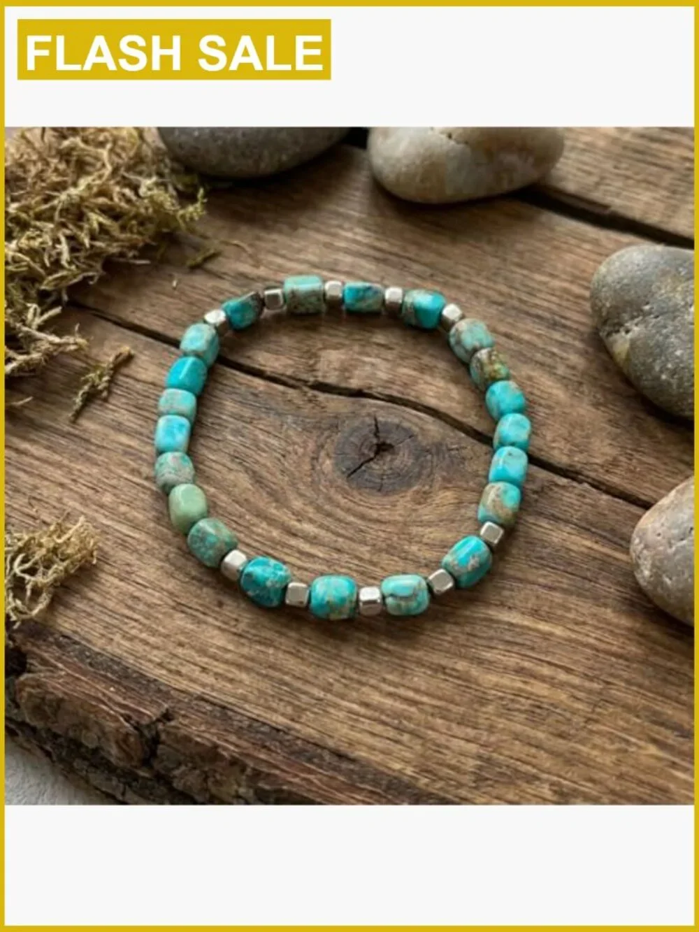 Turquoise Hematite Natural Stone Adjustable Western Bracelet